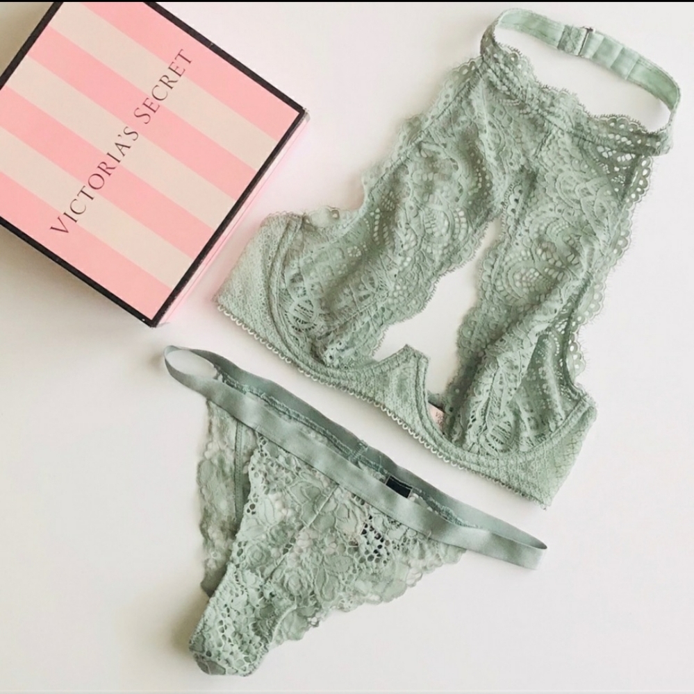 Victoria's Secret Mint Lingerie Set 32D/XS Panties